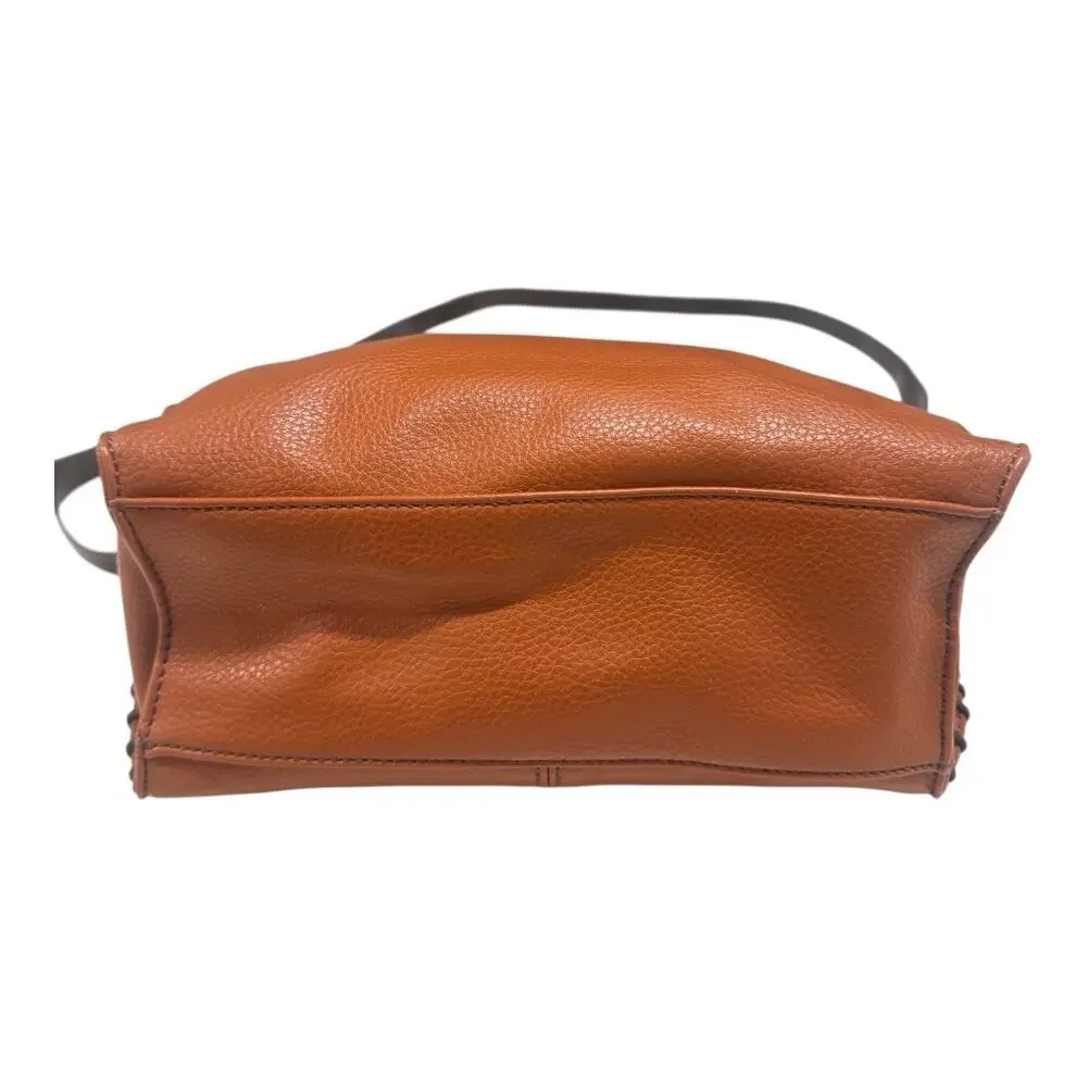 Chala Charming Crossbody Bag Zip Flap Top Metal Chain Rust Brown Turtle Keychain - Picture 8 of 11